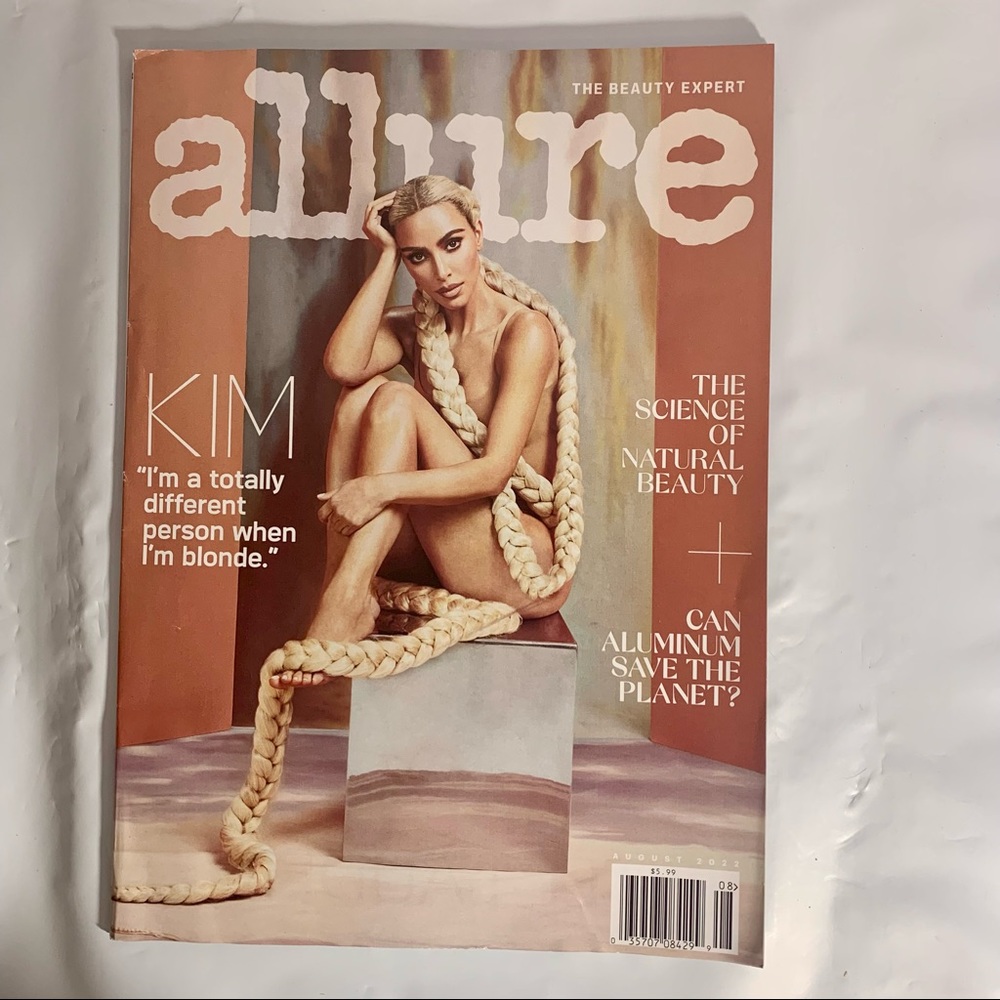 Allure Magazine August 2022 Kim Kardashian Blonde Natural Beauty Aluminum